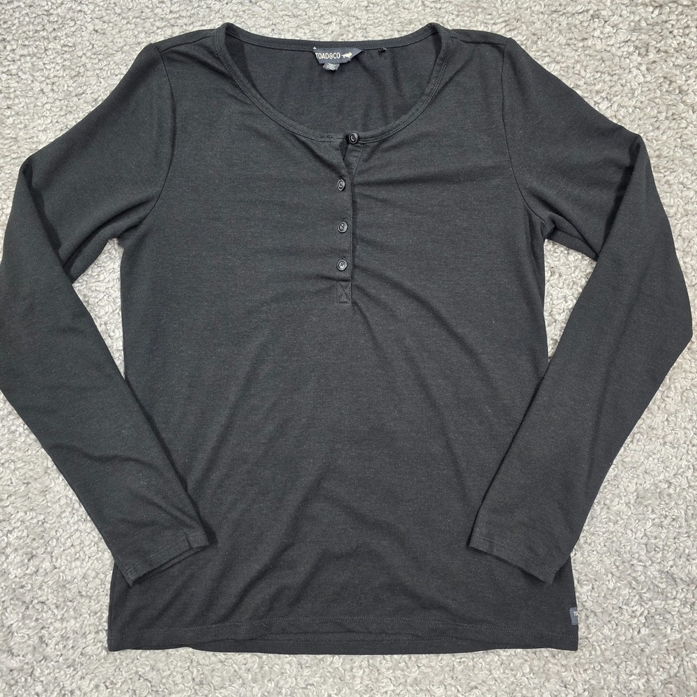 Toad & Co‎ Womens Piru Long Sleeve Henley Top Size M Minimalist Casual Layer